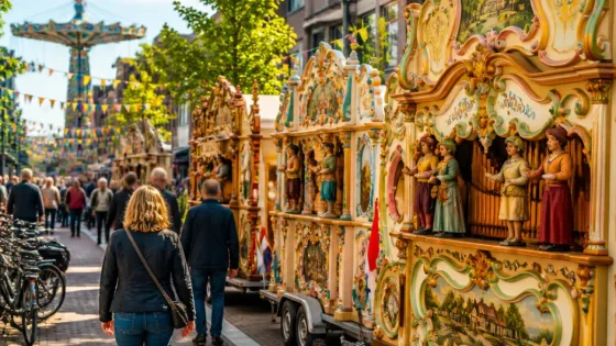 Draaiorgels vullen centrum van Uden tijdens Draaiorgeldag van Mega Kermis