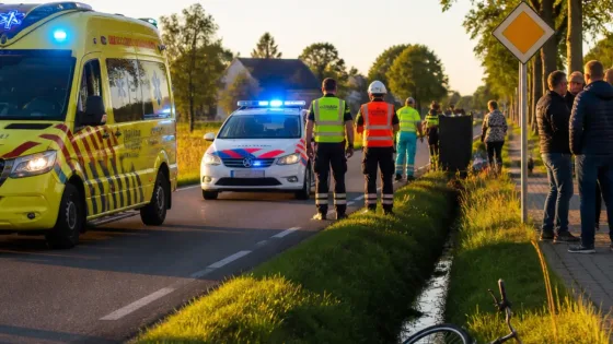 Fietser komt in greppel terecht op Lunterseweg in Barneveld