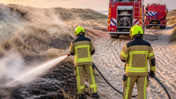 IJmuiden: duinbrand bij Badweg snel bedwongen na opschaling brandweer