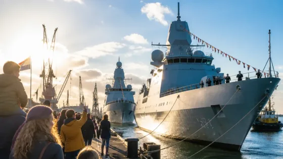 Marineschepen Zr.Ms. Van Amstel en Zr.Ms. Den Helder weer terug in Den Helder na NAVO-opdracht