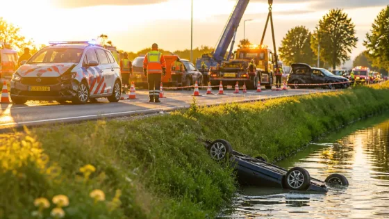Twee ongelukken op N242 bij Heerhugowaard zorgen voor urenlange afsluiting
