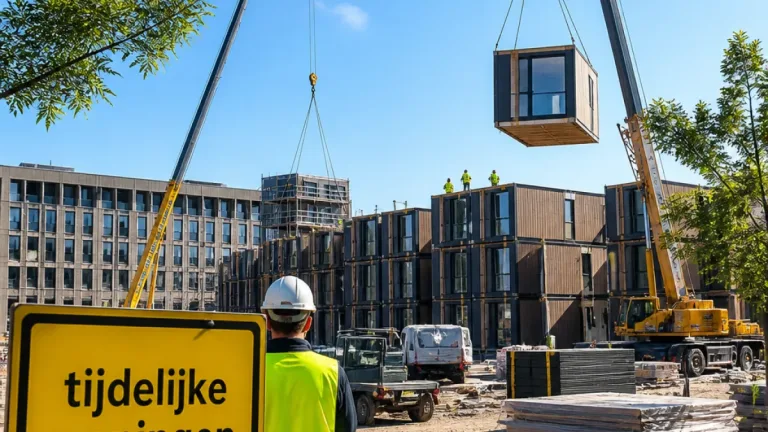 48 prefab woningen in twee dagen geplaatst: snelle slag tegen woonnood in Almere Centrum