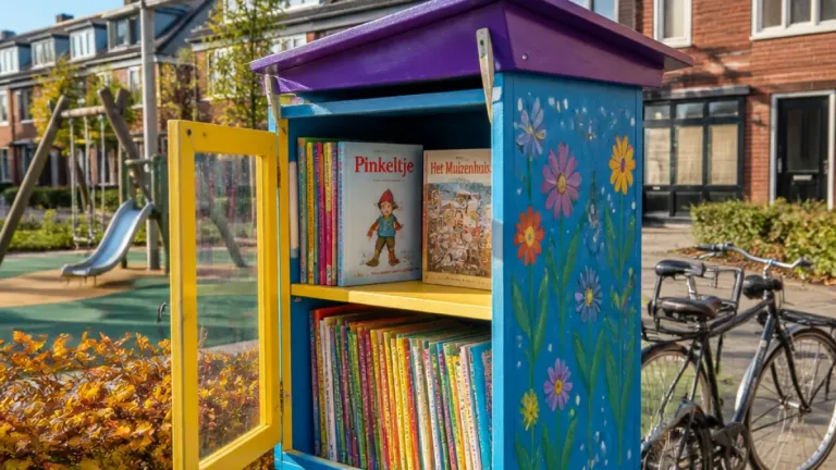 Almeerse Annika (8) opent minibieb bij speeltuin om leesplezier in de wijk aan te wakkeren