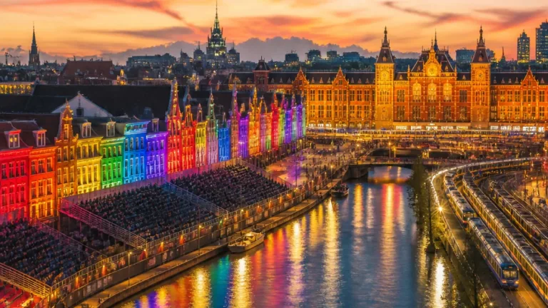 Amsterdam kleurt in regenboog: meer dan vijftig gebouwen verlicht tijdens WorldPride