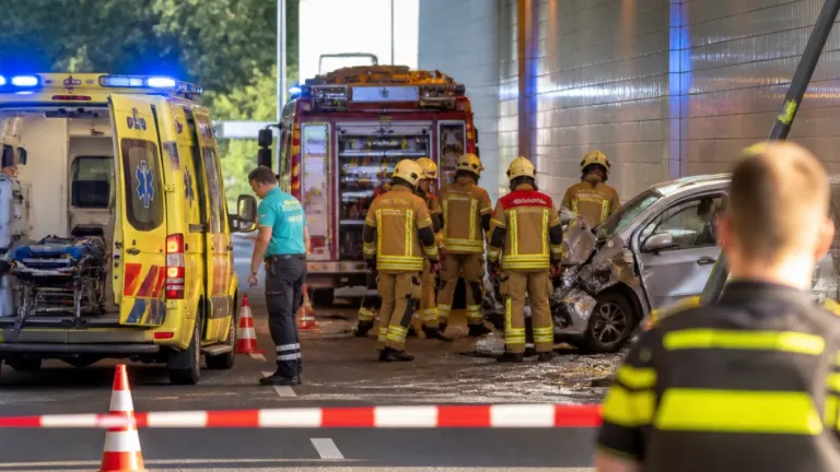 Bestuurder met spoed naar ziekenhuis na botsing tegen lantaarnpaal in Amersfoort