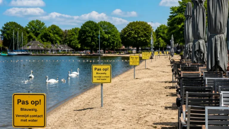 Blauwalg op Zomerkade zorgt voor uitgestorven strand en zorgen bij horeca in Huizen