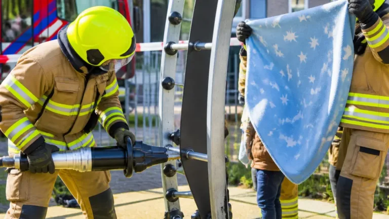 Brandweer bevrijdt jongen uit speelrek in Zoetermeer; inzet hydraulisch gereedschap