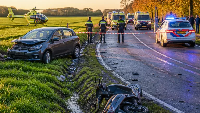 Brommerrijder gewond na botsing in Opende; traumahelikopter opgeroepen
