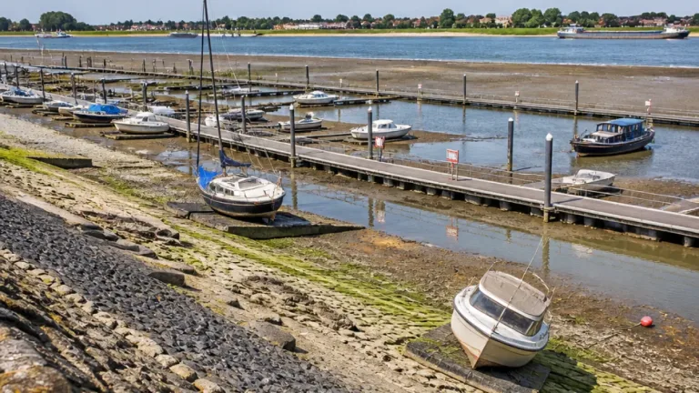 Droogte drukt waterstand: jachthaven Tiel beperkt toegankelijk voor veel boten