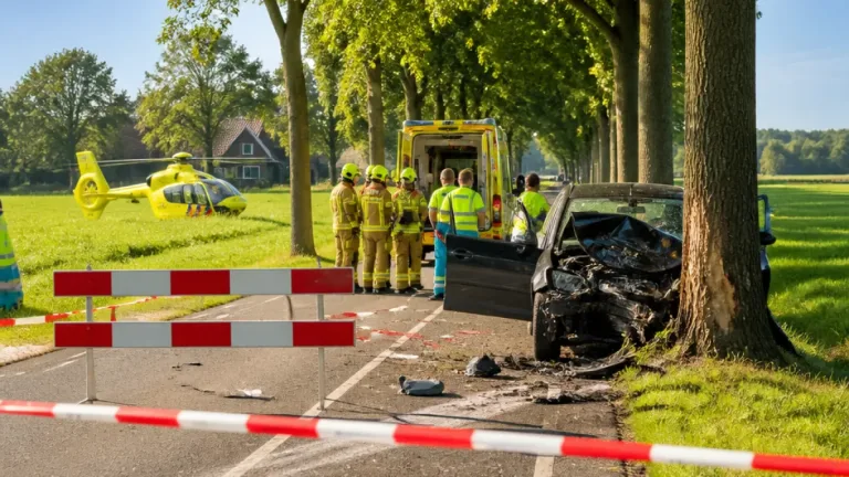 Ernstig ongeval op Rijksweg bij Jirnsum: automobilist zwaargewond, weg afgesloten