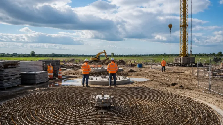 Funderingen van Windpark A59 zichtbaar in Oranjepolder: bouw in Oosterhout bereikt nieuwe fase