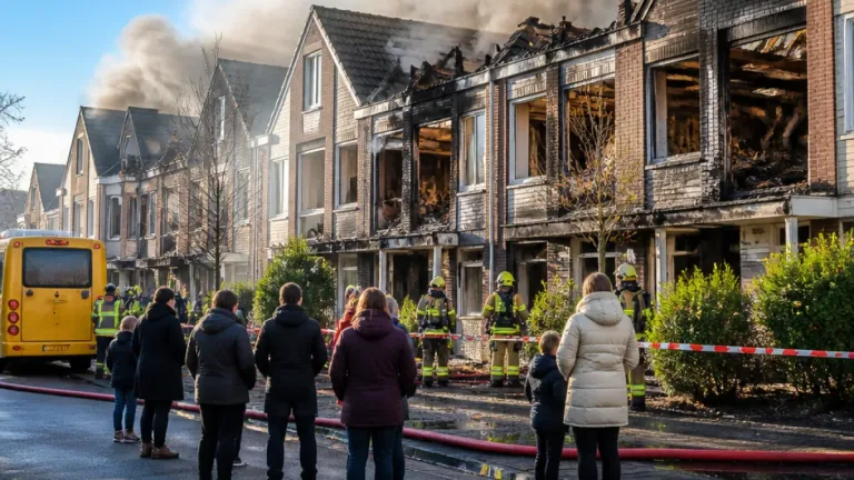 Grote brand in houtskeletwoningen aan Matkopsingel in Nieuwegein