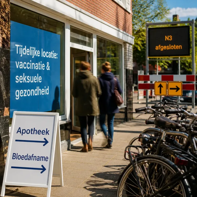 Tijdelijke locatie voor vaccinatie- en seksuele gezondheidszorg tijdens afsluiting Papendrechtse brug