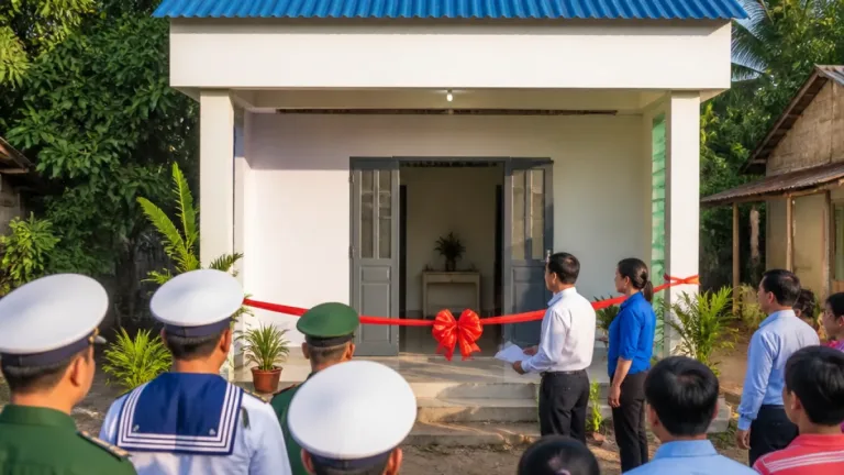 Huizen: marines overhandigen nieuwe woning aan gezin in Van Ninh