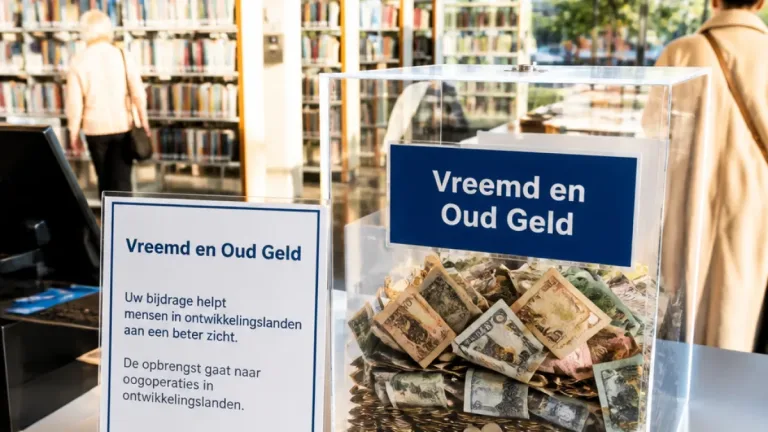 Inzamelbox voor vreemd geld blijft in bibliotheek; Nieuwegein draagt bij aan oogzorg