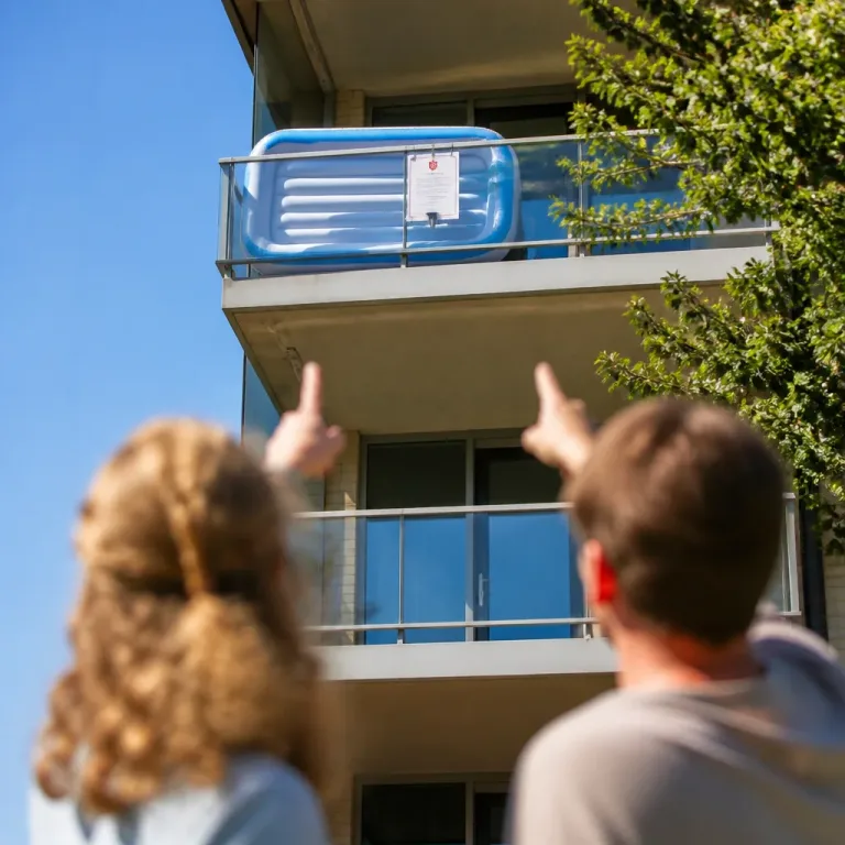Opblaaszwembad op balkon leidt tot burenruzie en waarschuwing van de VvE