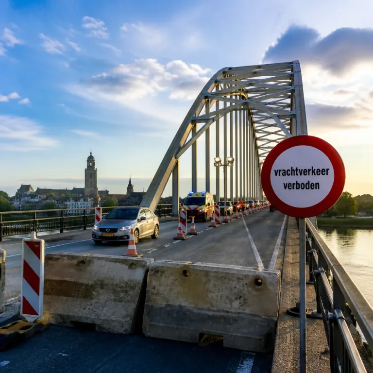 Vrachtverkeer verboden op Merwedebrug: risico op vervorming van stalen boog