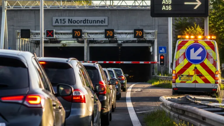 Storende technische uitval Noordtunnel veroorzaakt file en omleiding bij Ridderkerk