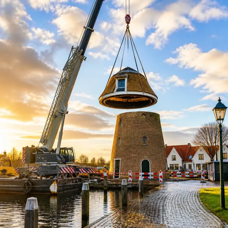 Gerestaureerde kap Stavenisser molen terug op zijn plek na precisieoperatie