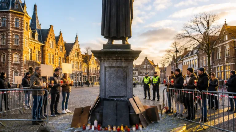 Zevende protest bij Coen-standbeeld in Hoorn verloopt rustig en ordelijk